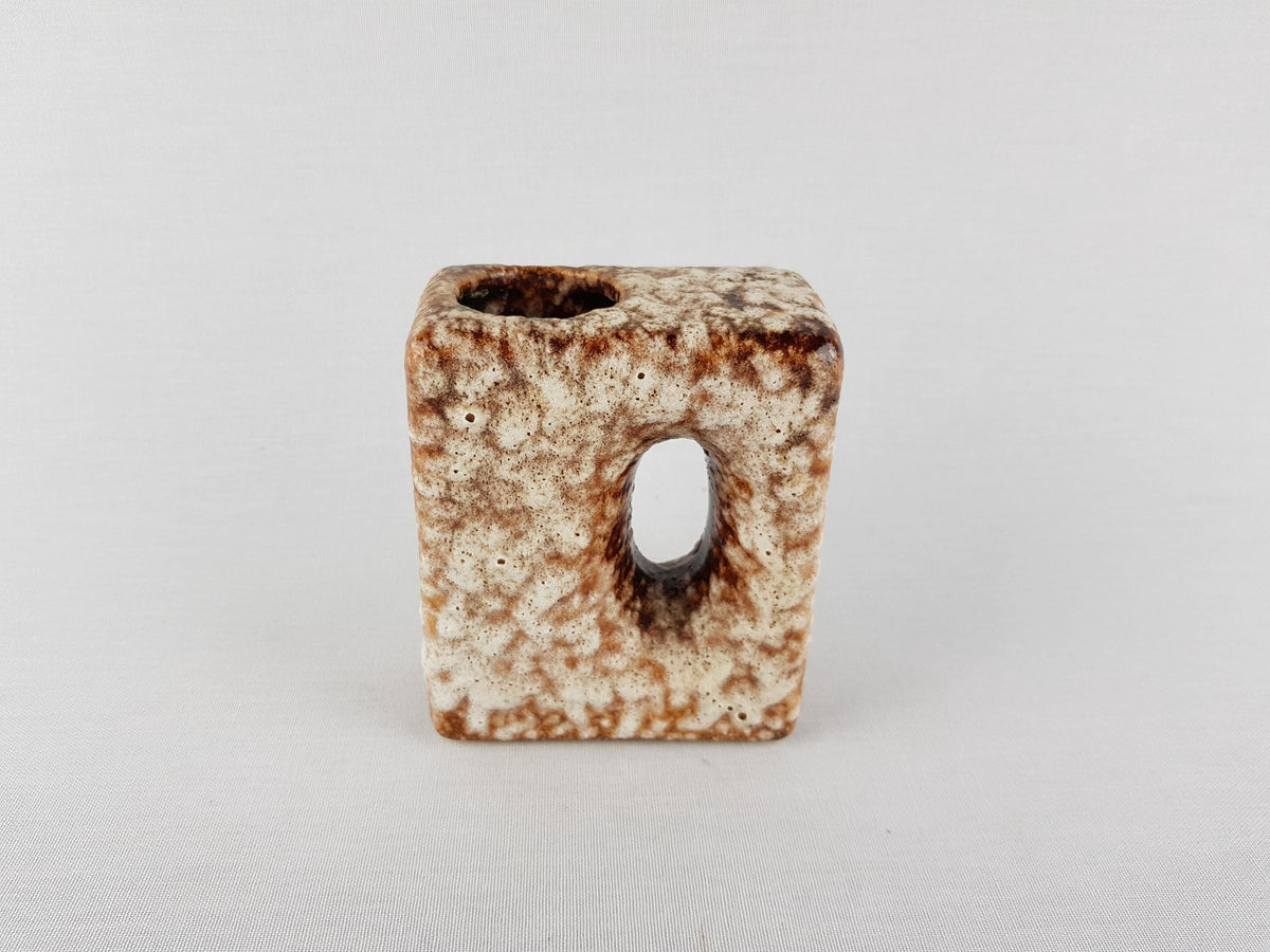 Vintage JOPEKO KERAMIK Beige and Brown Chimney Vase with Alaska Decor West German Pottery 1970s Fat Lava Era