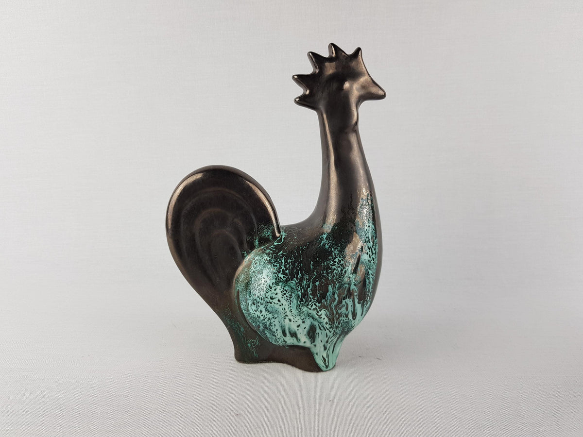 Vintage OTTO KERAMIK Pair of Roosters - West German Pottery 1980's