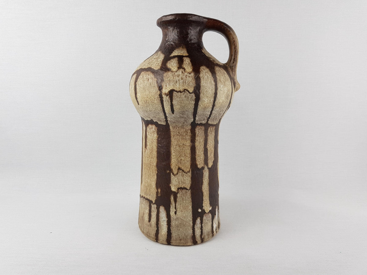 Vintage CARSTENS TONNIESH0F KERAMIK Handled Brown and Beige Lava Vase 0874-30 West German Pottery 1960s