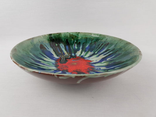 Rare Vintage MAJOLICA VAROSLOD Bowl Hungarian Art Pottery 1960-1970s