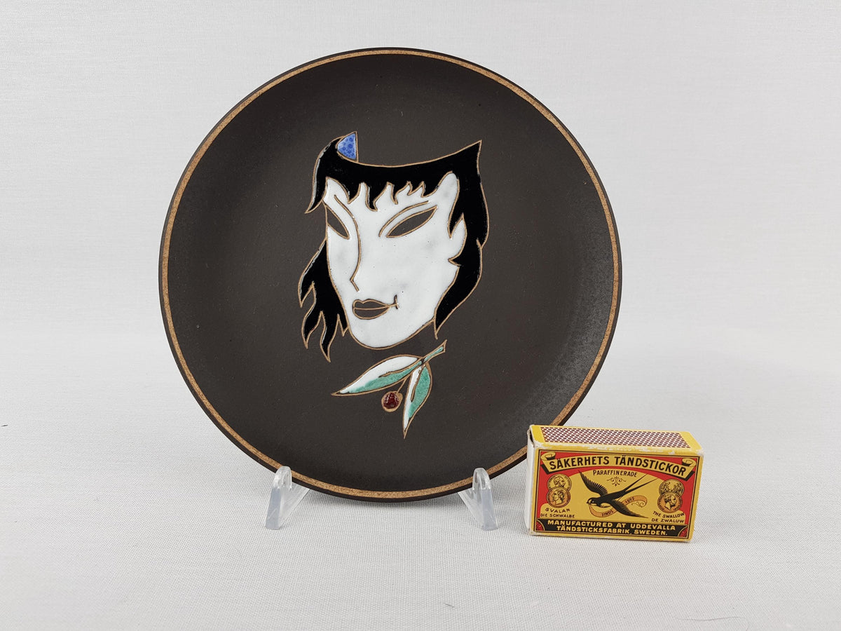 Vintage RUSCHA KERAMIK Wall Plate with Mask Decor West German Pottery 1960s