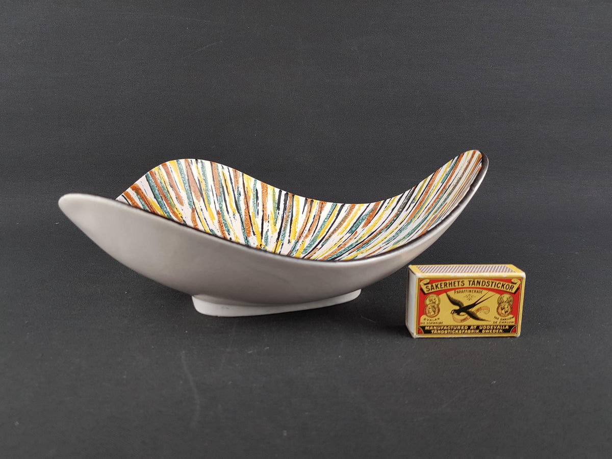 Vintage UBELACKER Ceramic Bowl with LOLA Decor 572 West German Pottery 1957
