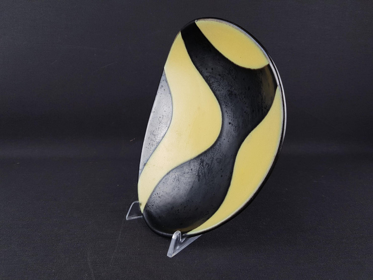 Vintage VAN DAALEN KERAMIK Yellow and Black Bowl/ Plate West German Pottery 1950s