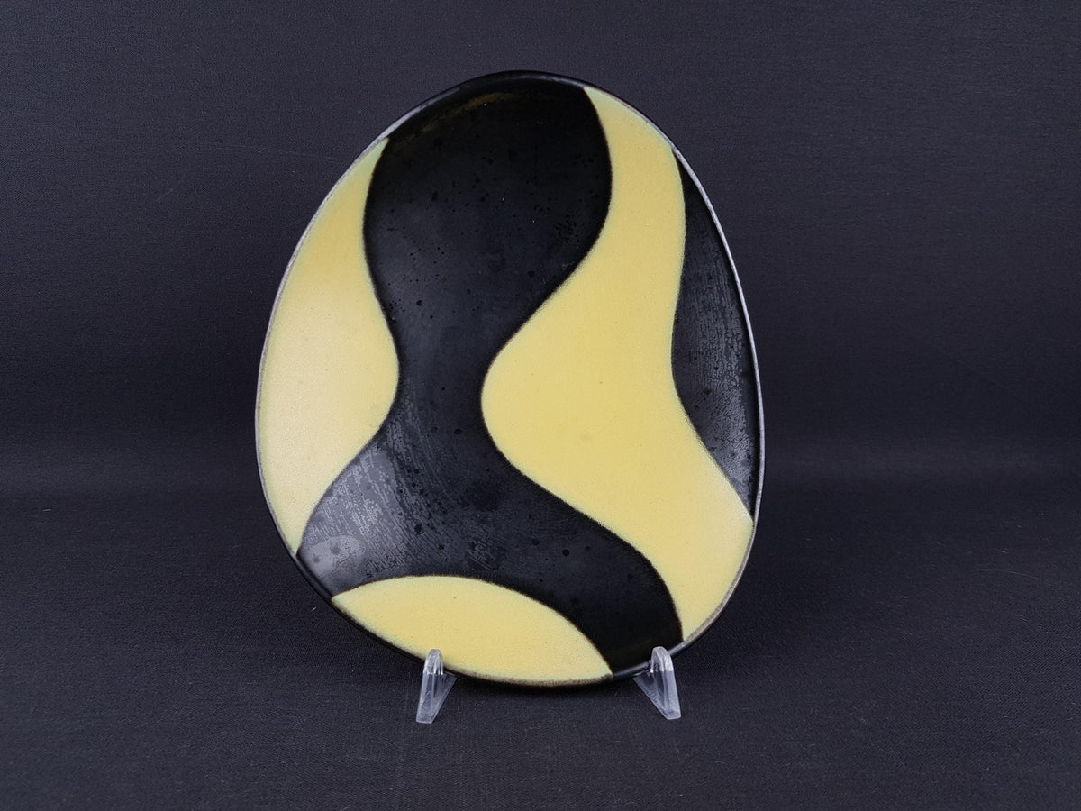 Vintage VAN DAALEN KERAMIK Yellow and Black Bowl/ Plate West German Pottery 1950s