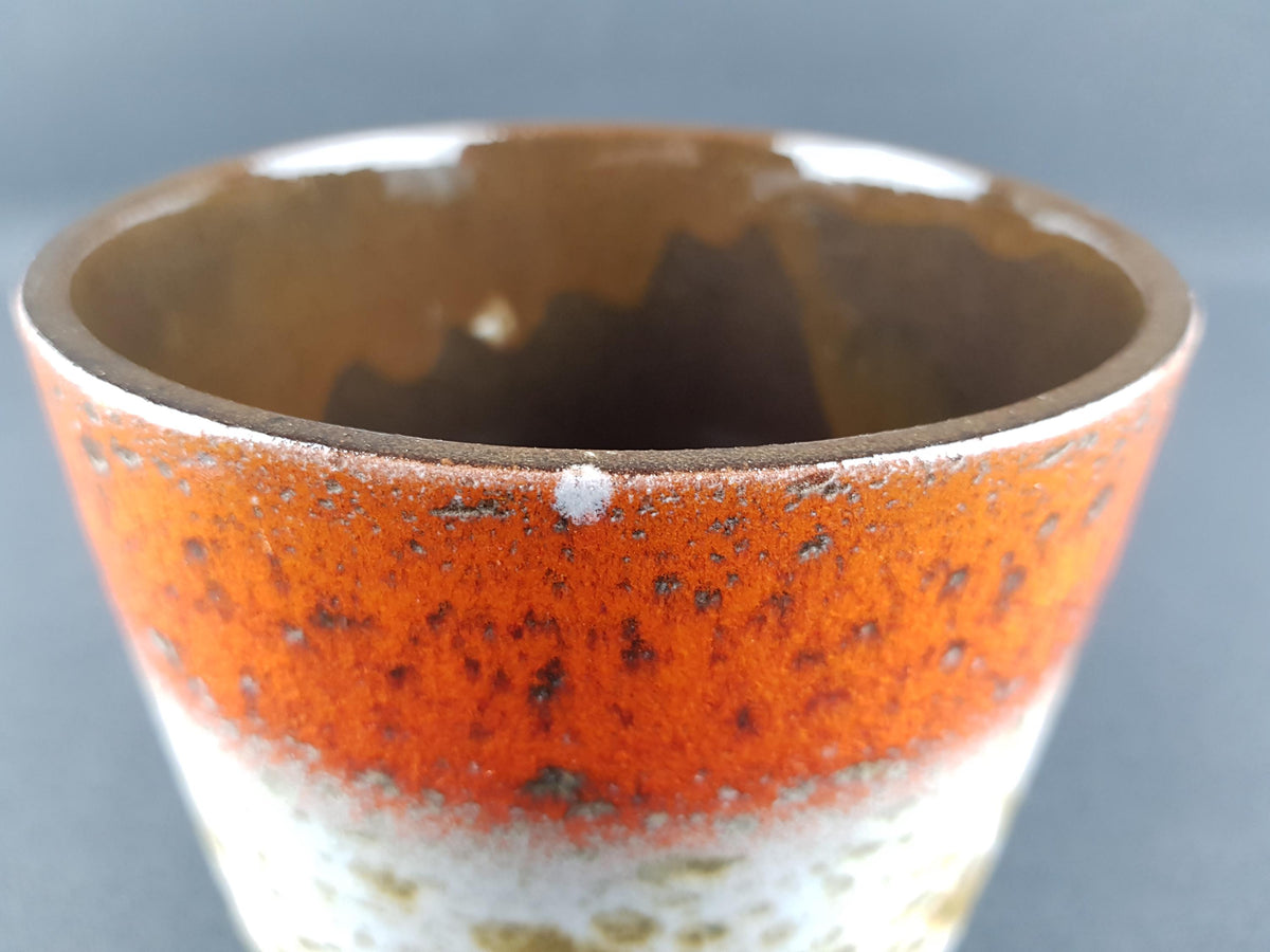 Vintage MAREI KERAMIK Orange Fat Lava Planter / Flower Pot with Berlin decor 12/2 West German Pottery 1970s
