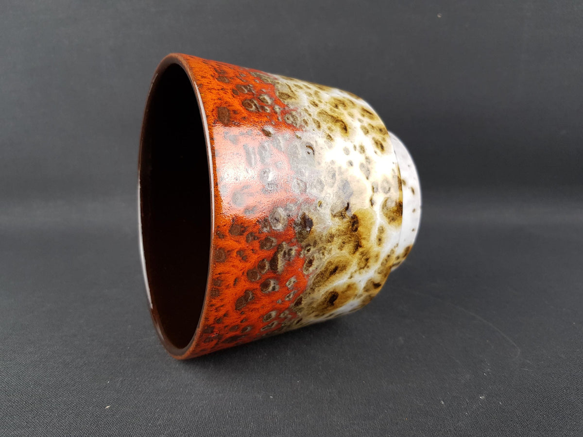 Vintage MAREI KERAMIK Orange Fat Lava Planter / Flower Pot with Berlin decor 12/2 West German Pottery 1970s