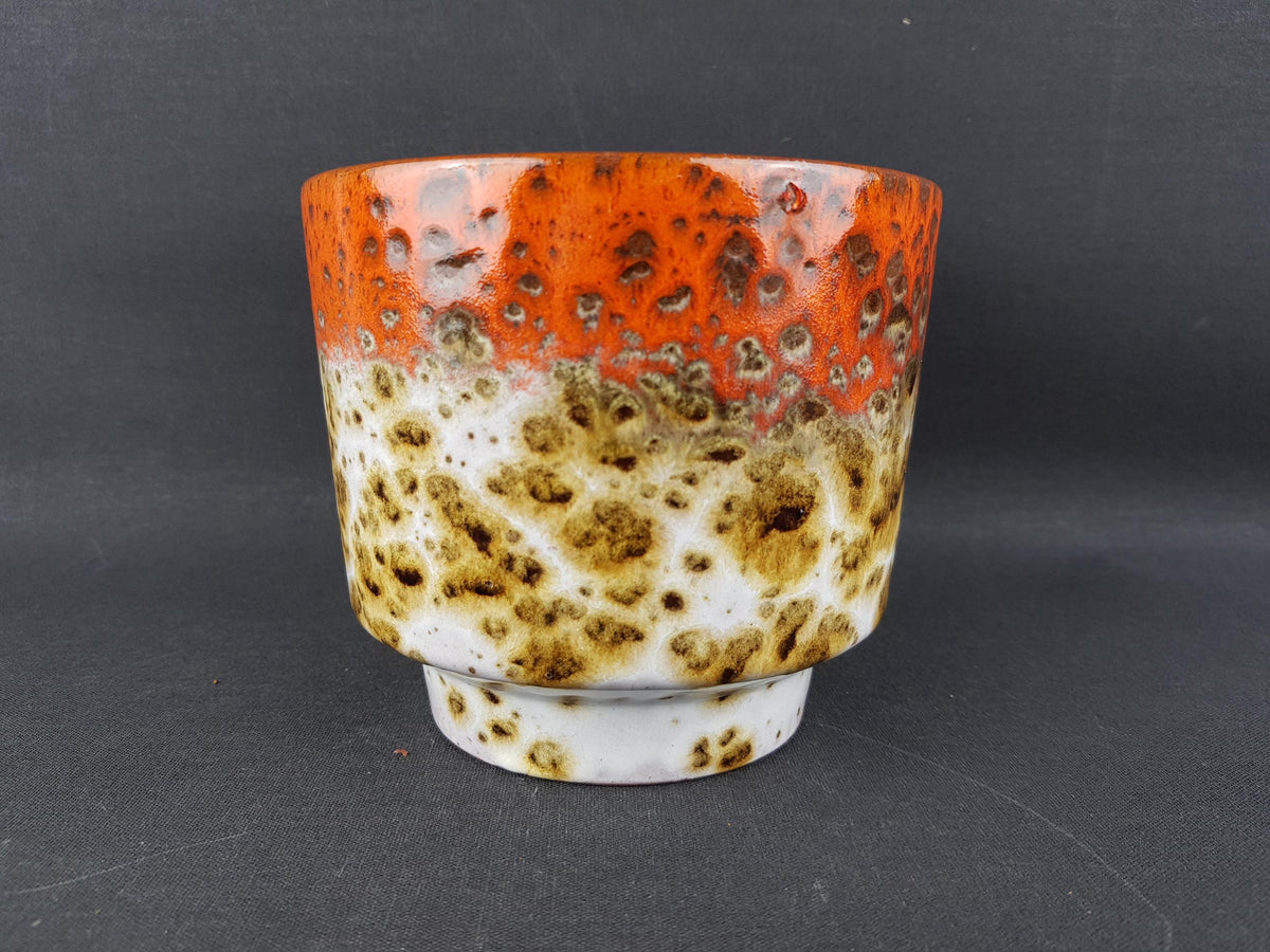Vintage MAREI KERAMIK Orange Fat Lava Planter / Flower Pot with Berlin decor 12/2 West German Pottery 1970s
