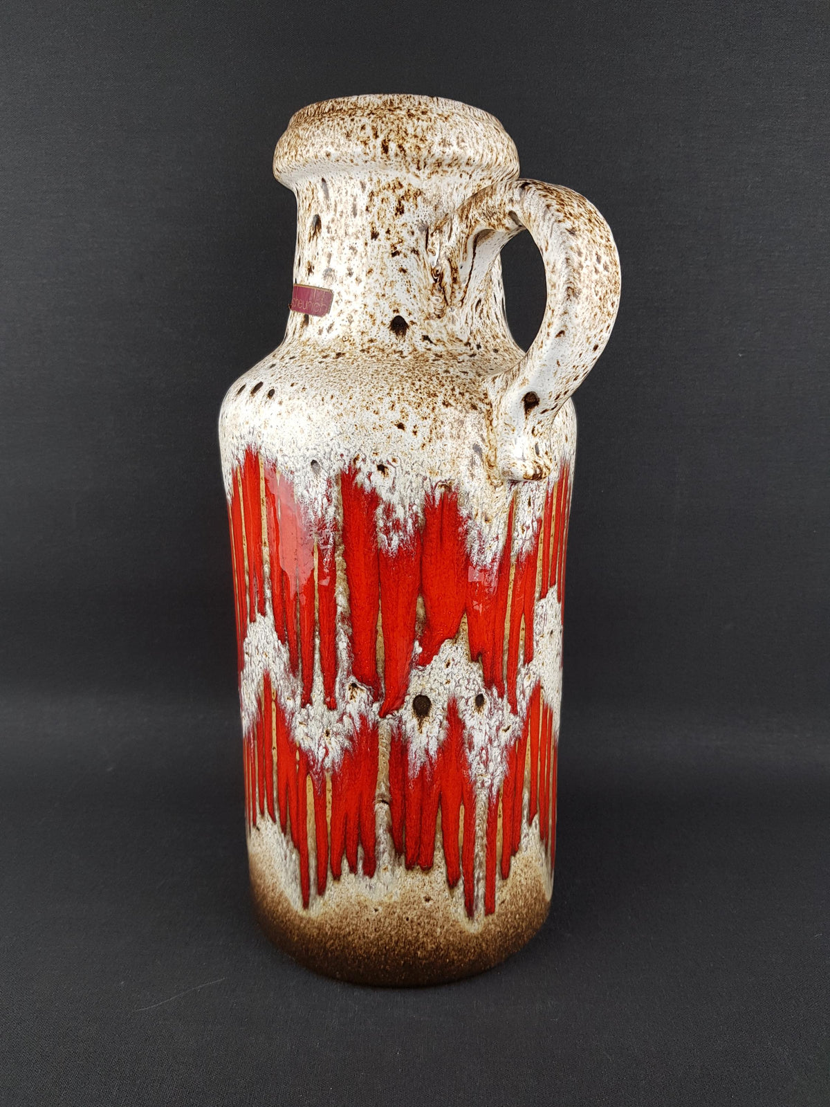 Vintage SCHEURICH KERAMIK Fat Lava Vase with Lora decor 407 35 West German Pottery 1970s