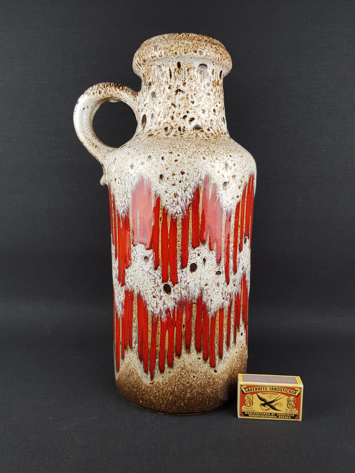 Vintage SCHEURICH KERAMIK Fat Lava Vase with Lora decor 407 35 West German Pottery 1970s
