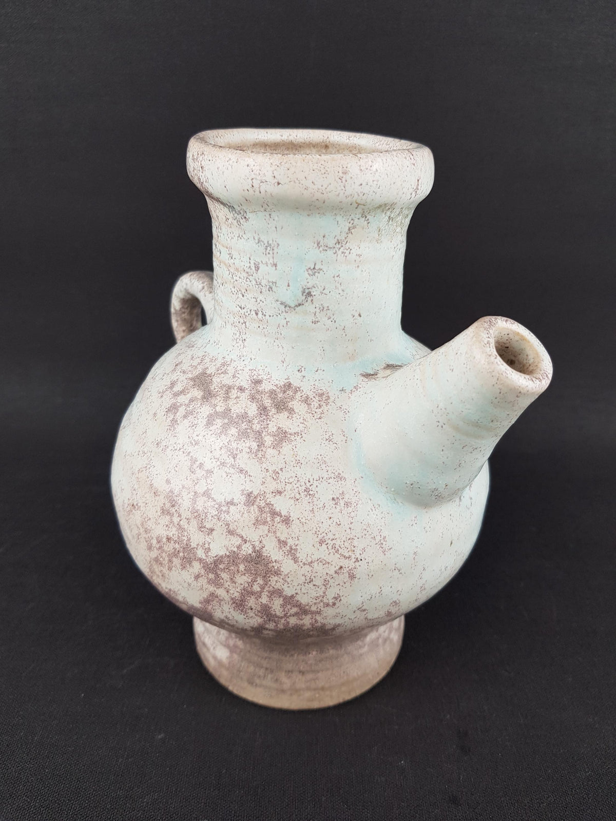 Vintage VEST KERAMIEK Beige/ Blueish Vase Dutch Pottery 1970s