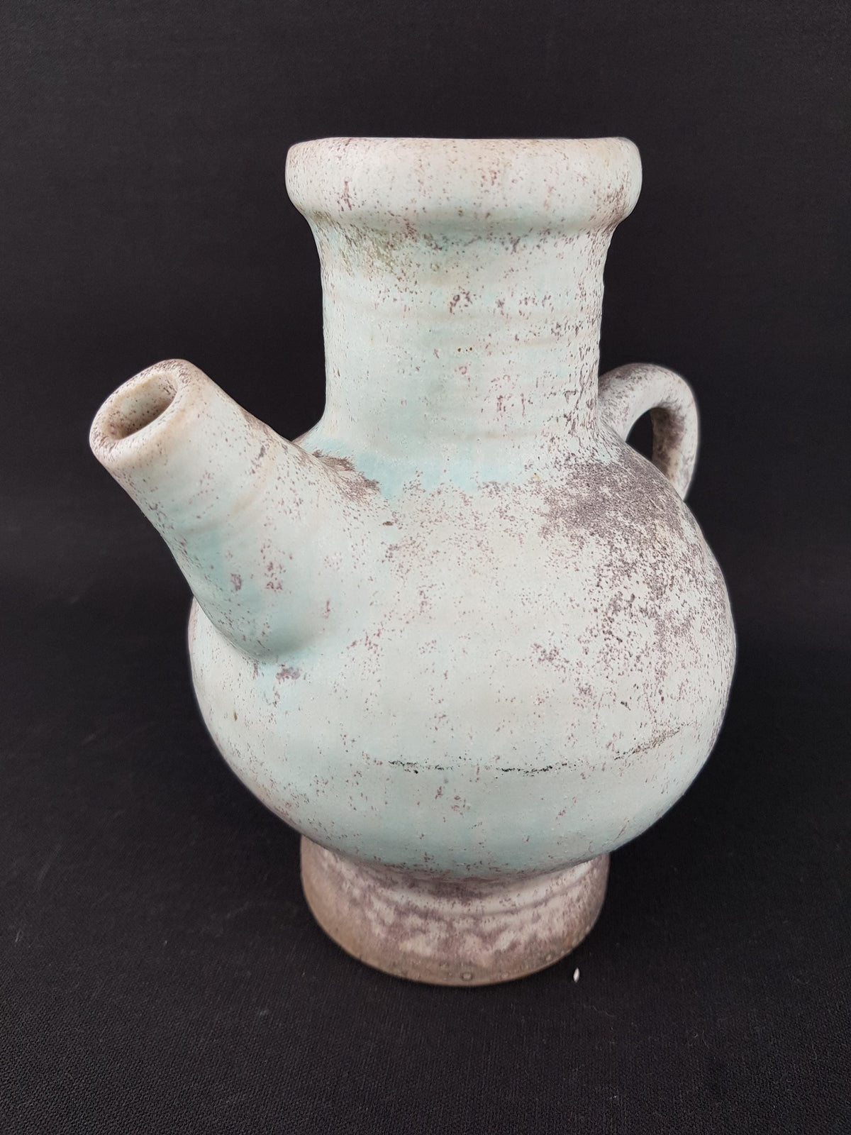 Vintage VEST KERAMIEK Beige/ Blueish Vase Dutch Pottery 1970s