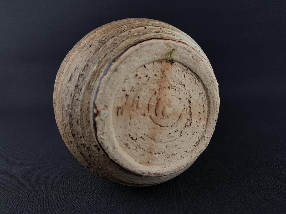 Vintage LORÉ KERAMIEK or CIRO Beesel Brown Studio Vase With Bark Decor Dutch Pottery 1970s The Netherlands