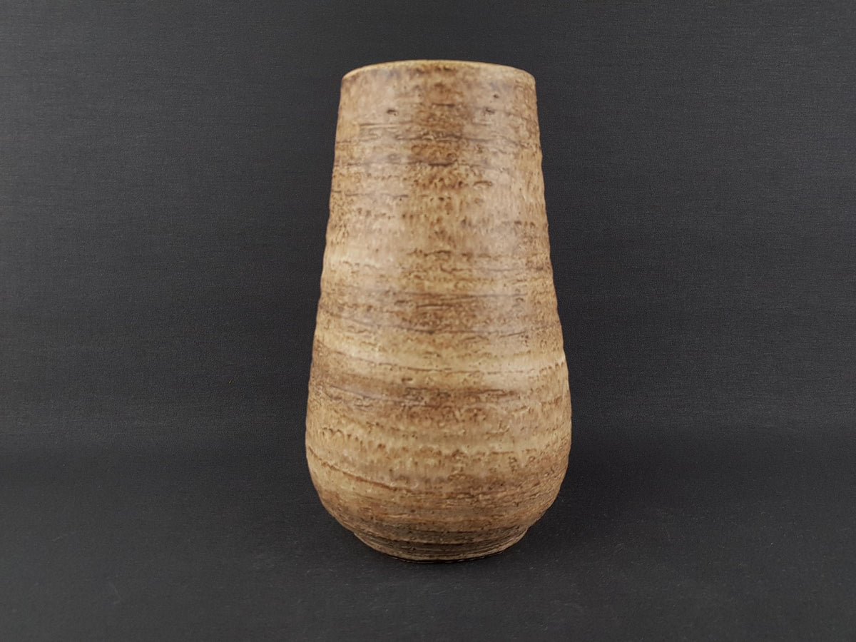Vintage LORÉ KERAMIEK or CIRO Beesel Brown Studio Vase With Bark Decor Dutch Pottery 1970s The Netherlands