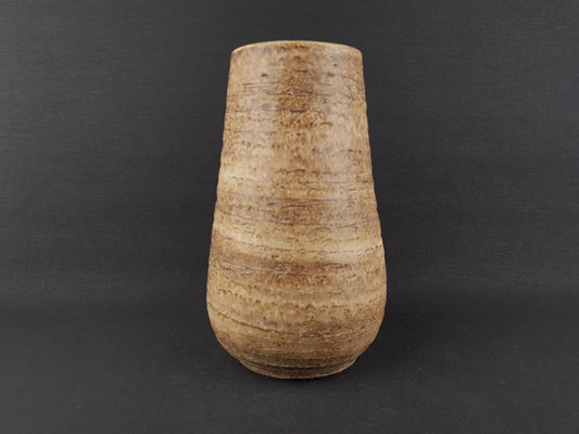 Vintage LORÉ KERAMIEK or CIRO Beesel Brown Studio Vase With Bark Decor Dutch Pottery 1970s The Netherlands