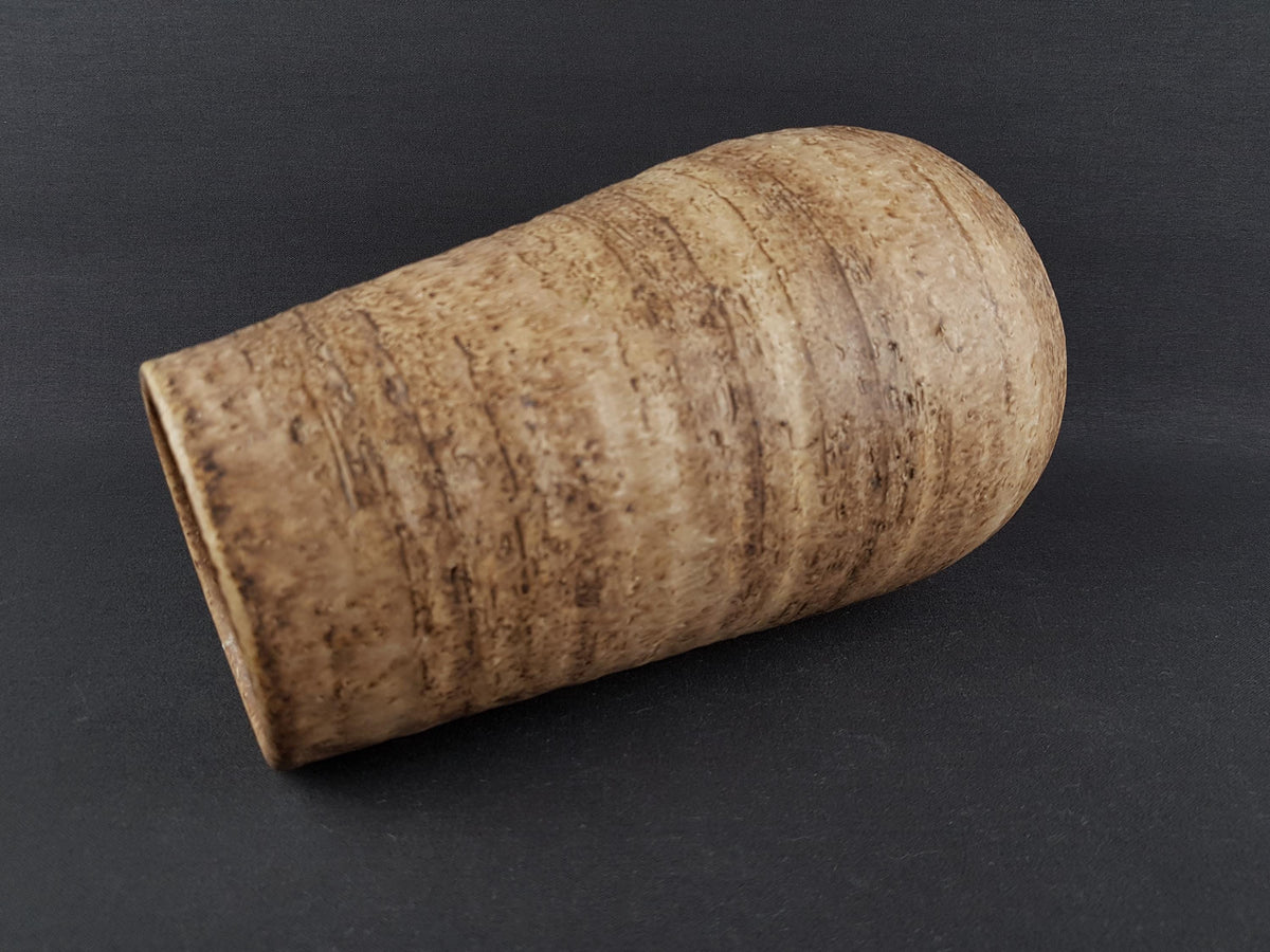 Vintage LORÉ KERAMIEK or CIRO Beesel Brown Studio Vase With Bark Decor Dutch Pottery 1970s The Netherlands