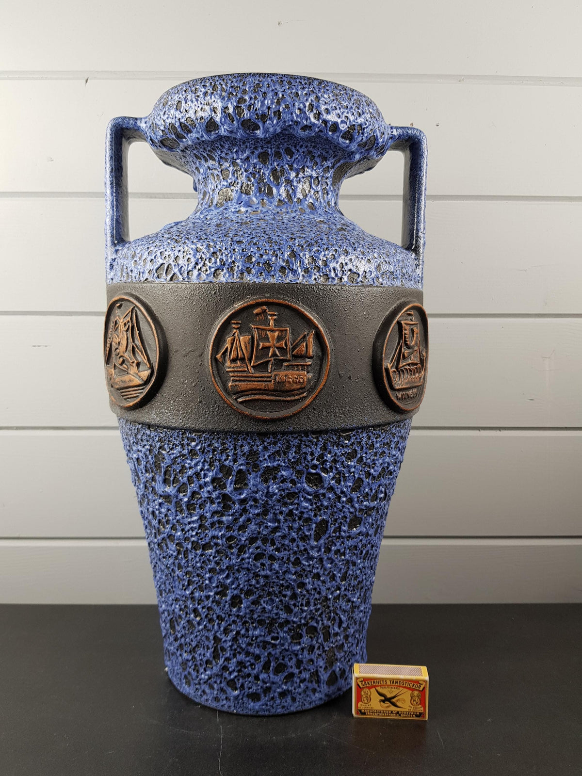 Vintage JOPEKO Blue Vase – Scandinavian Viking Decor – 1970s RARE