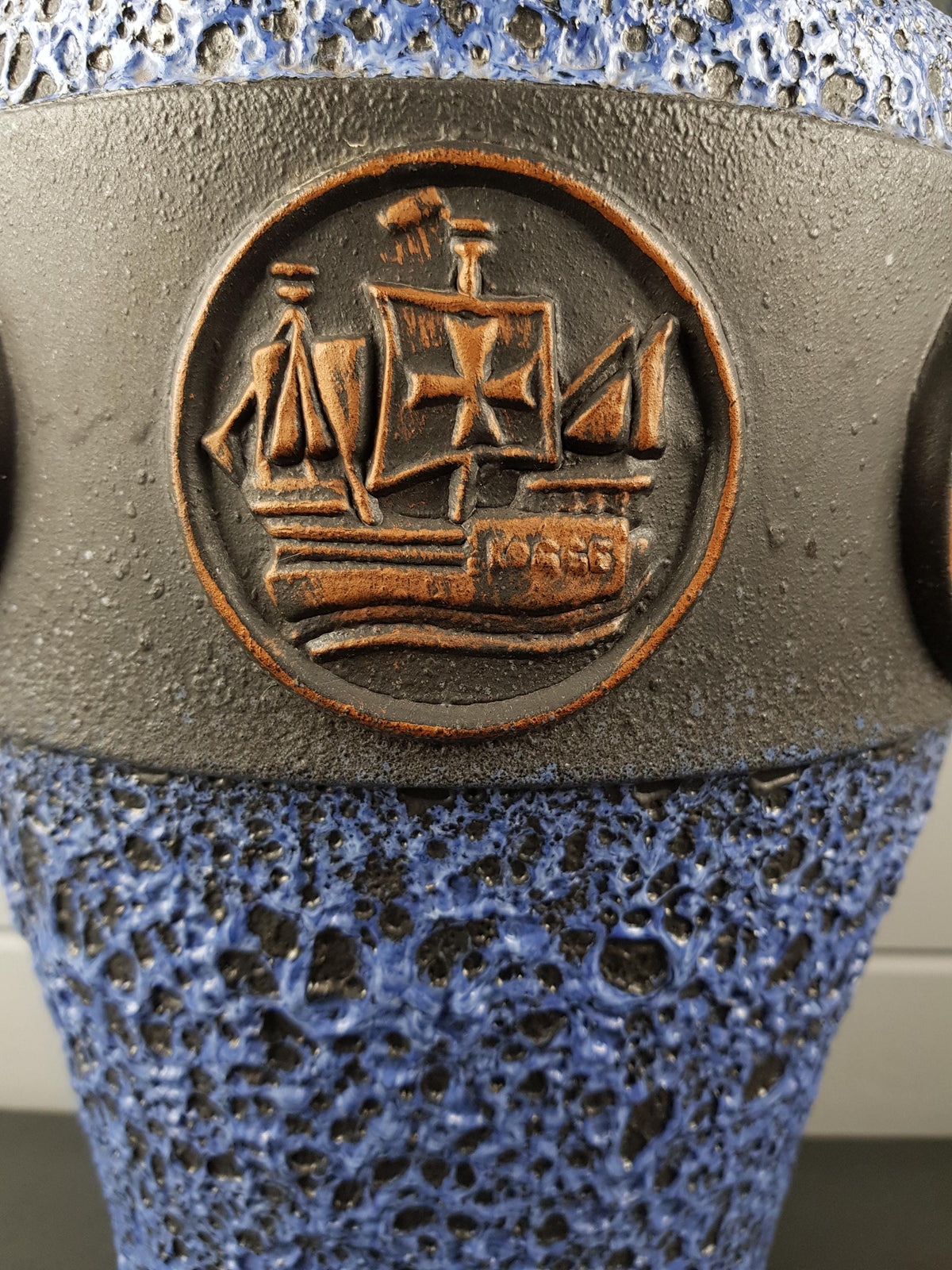 Vintage JOPEKO Blue Vase – Scandinavian Viking Decor – 1970s RARE