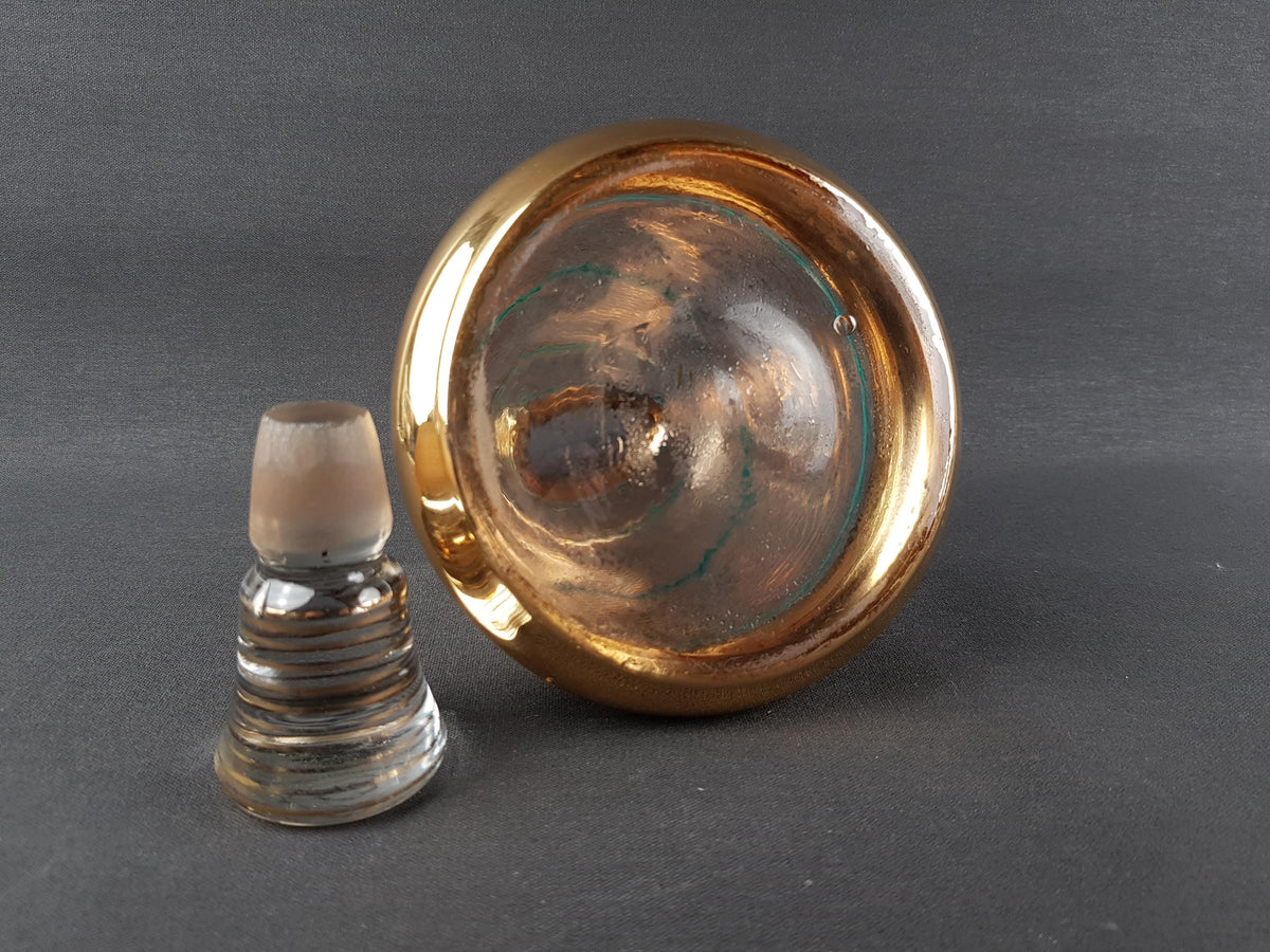 Vintage Czech BORSKE Sklo Union Gold and Turquoise Decanther Set, Bohemian 1950s 1960s