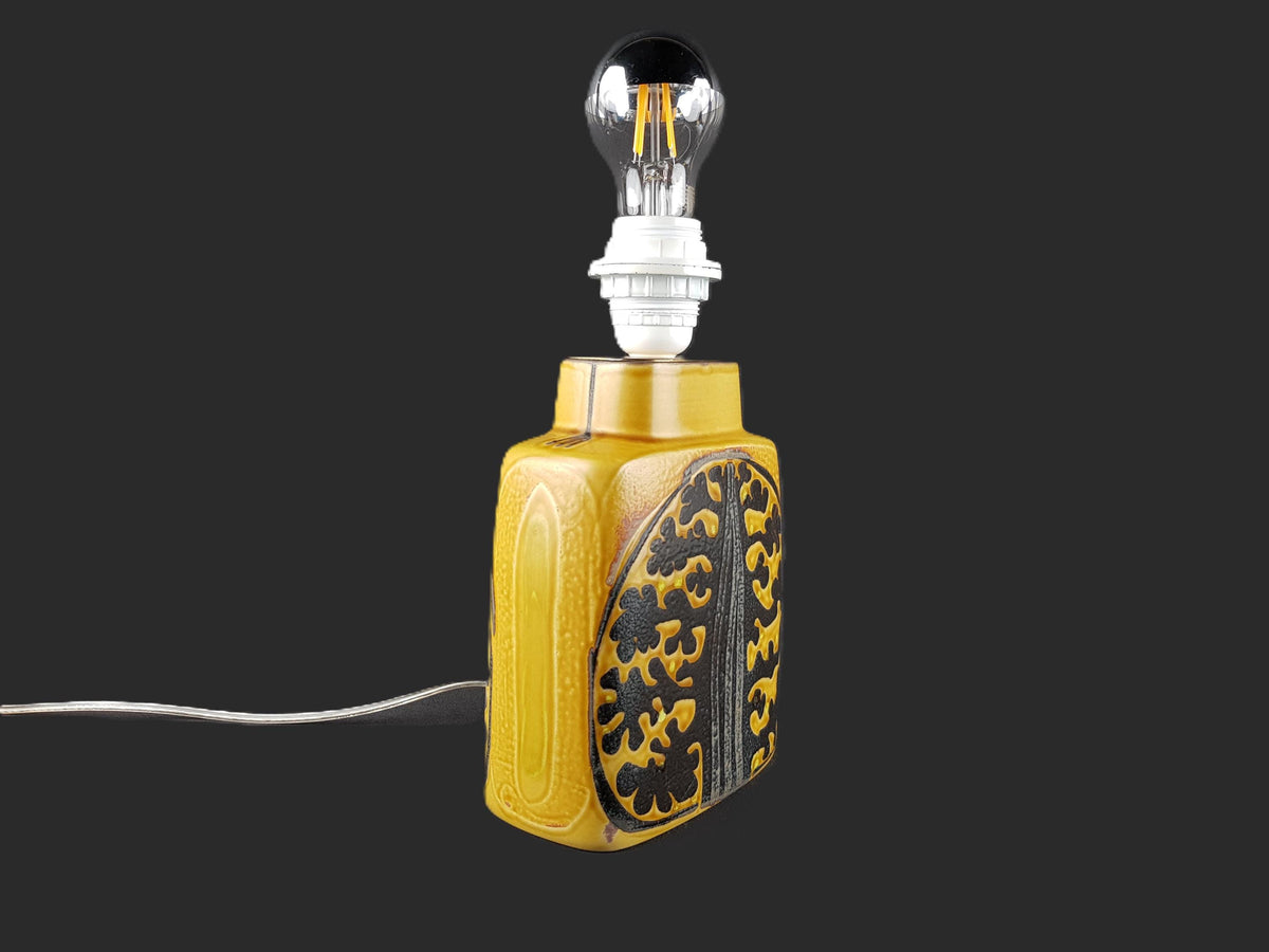 Rare Vintage ROYAL COPENHAGEN Ocher Tablelamp from the Baca Design Line by Johanne Gerber from Denmark Danish Pottery 1960-70