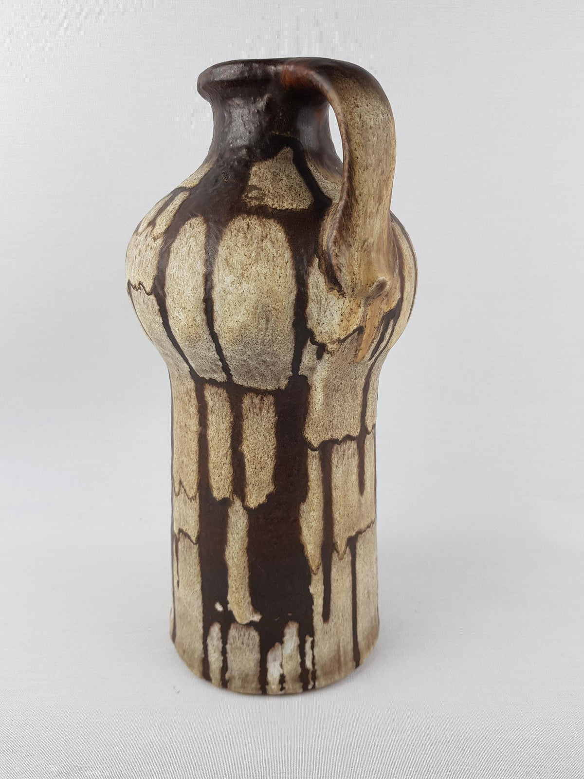 Vintage CARSTENS TONNIESH0F KERAMIK Handled Brown and Beige Lava Vase 0874-30 West German Pottery 1960s