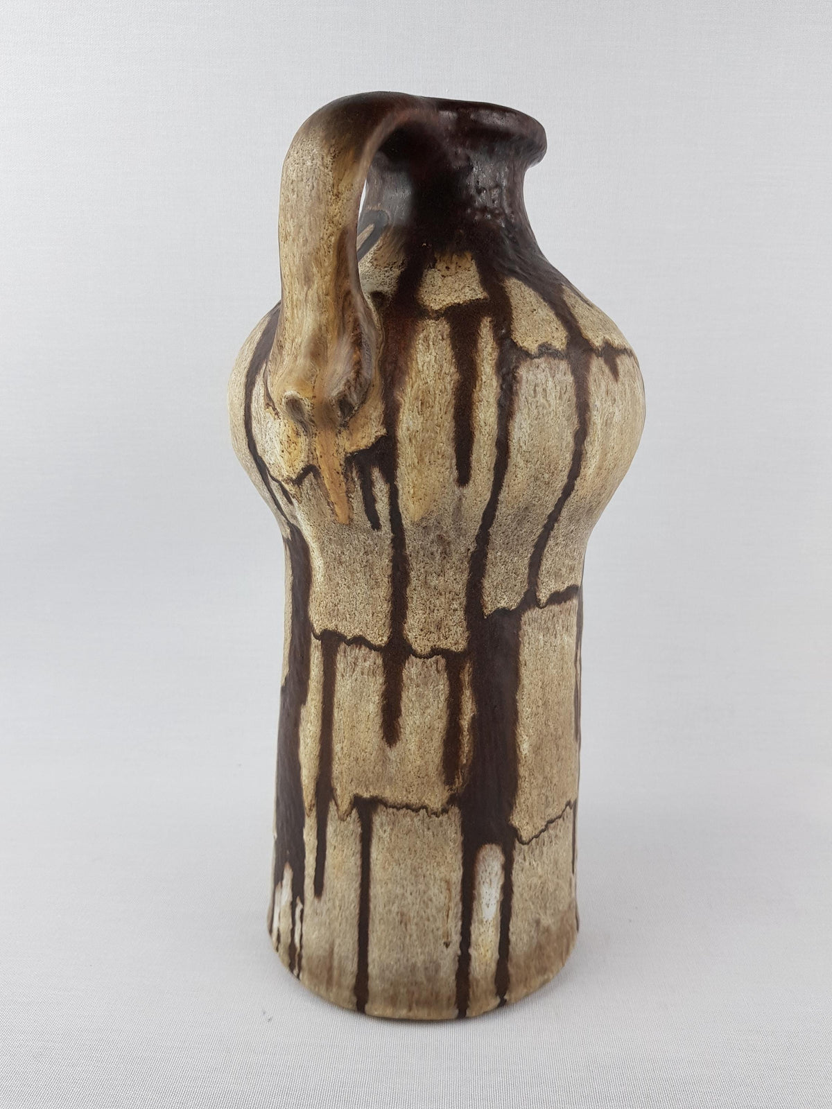 Vintage CARSTENS TONNIESH0F KERAMIK Handled Brown and Beige Lava Vase 0874-30 West German Pottery 1960s