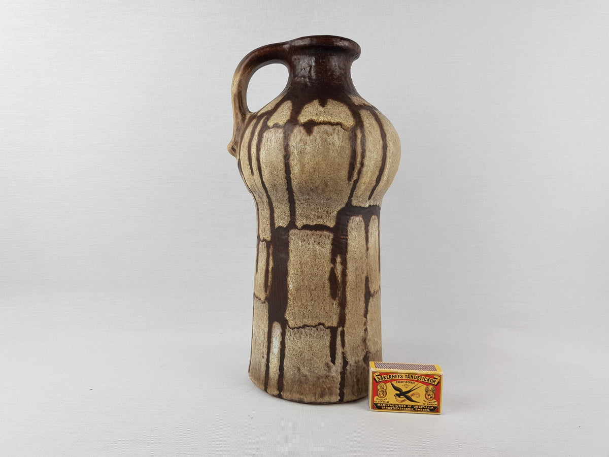 Vintage CARSTENS TONNIESH0F KERAMIK Handled Brown and Beige Lava Vase 0874-30 West German Pottery 1960s
