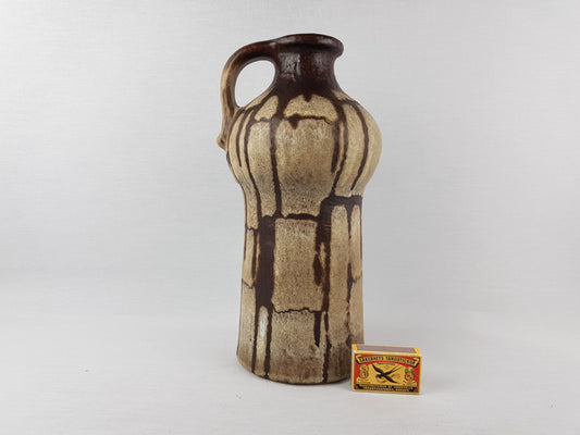 Vintage CARSTENS TONNIESH0F KERAMIK Handled Brown and Beige Lava Vase 0874-30 West German Pottery 1960s