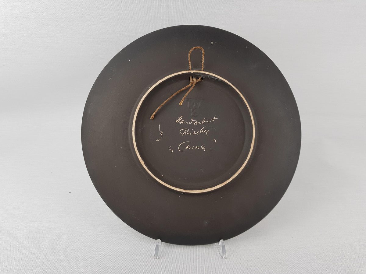 Vintage RUSCHA KERAMIK Wall Plate with China Decor 717 2 West German Pottery 1960s