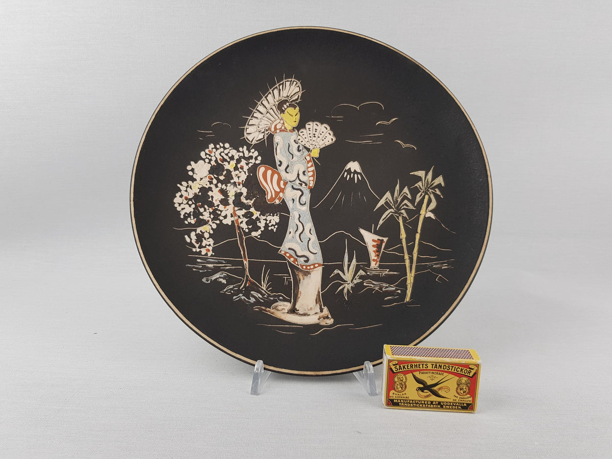 Vintage RUSCHA KERAMIK Wall Plate with China Decor 717 2 West German Pottery 1960s