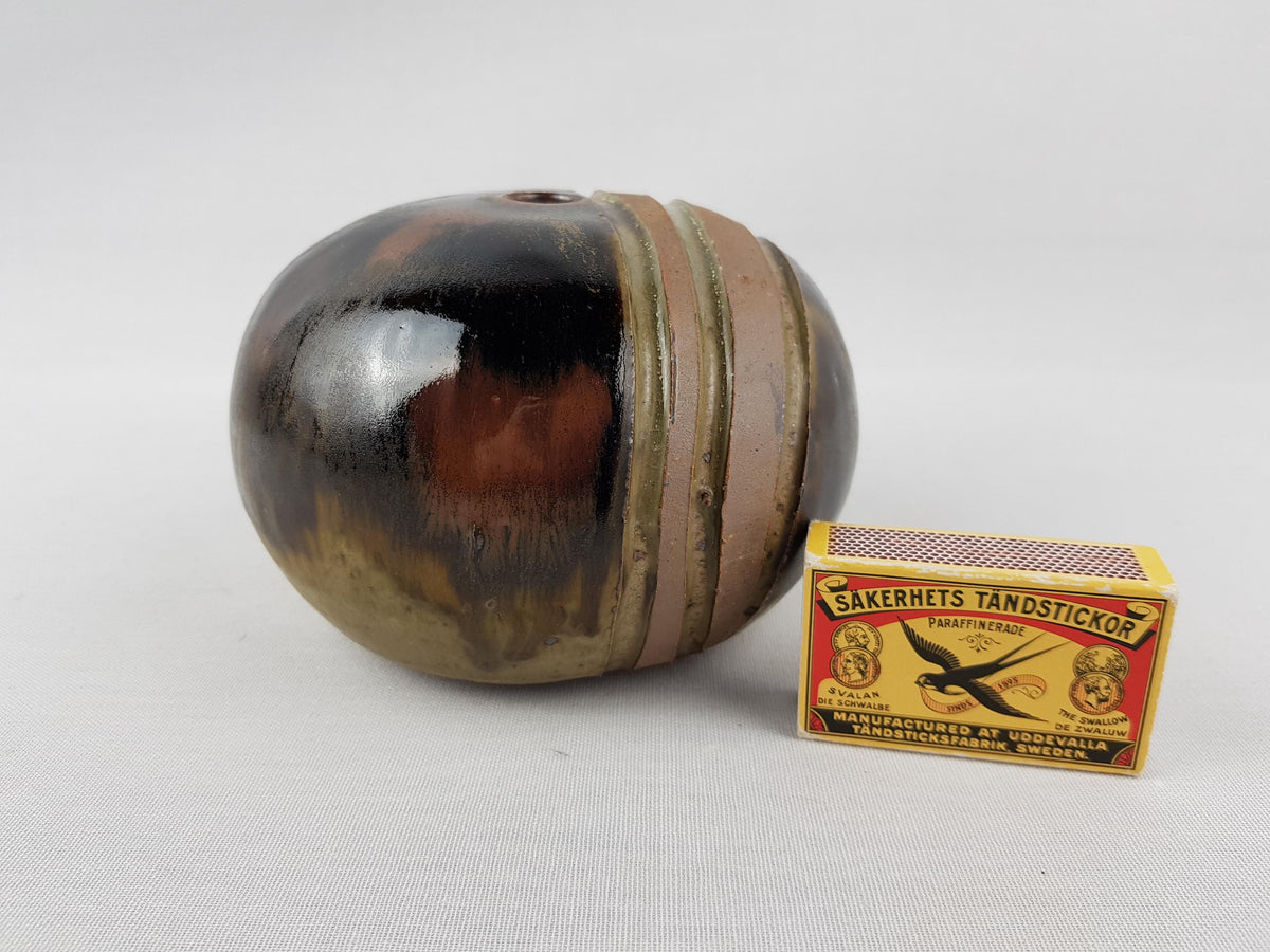 Vintage Danish Studio Art Pottery Ball Vase by AAGE WÜRTZ Denmark 1960-70s