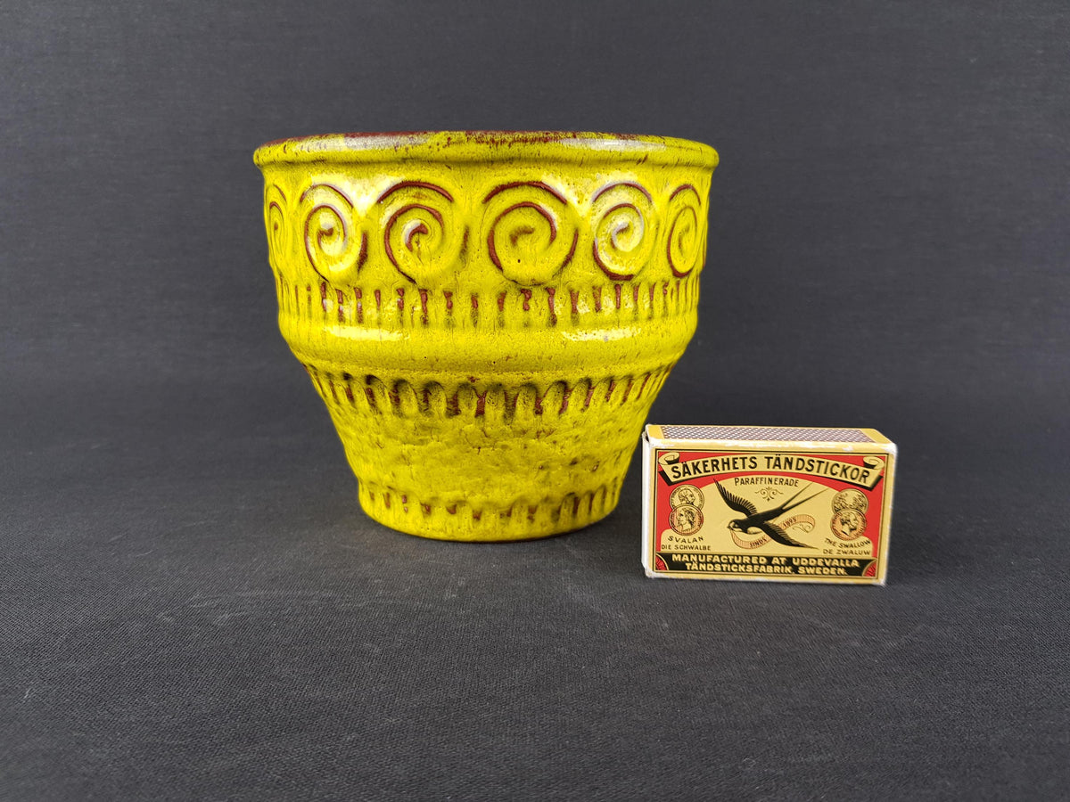 Vintage JASBA KERAMIK Gotland Series Yellow Planter N065/2212 West German Pottery 1970s