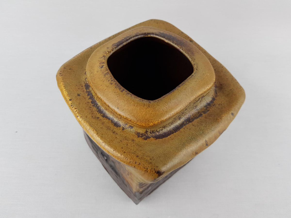Rare Vintage STEULER KERAMIK Brown Ceramic Vase 916 by Heiner Balzar from the Objekt Series West German Pottery 1980s