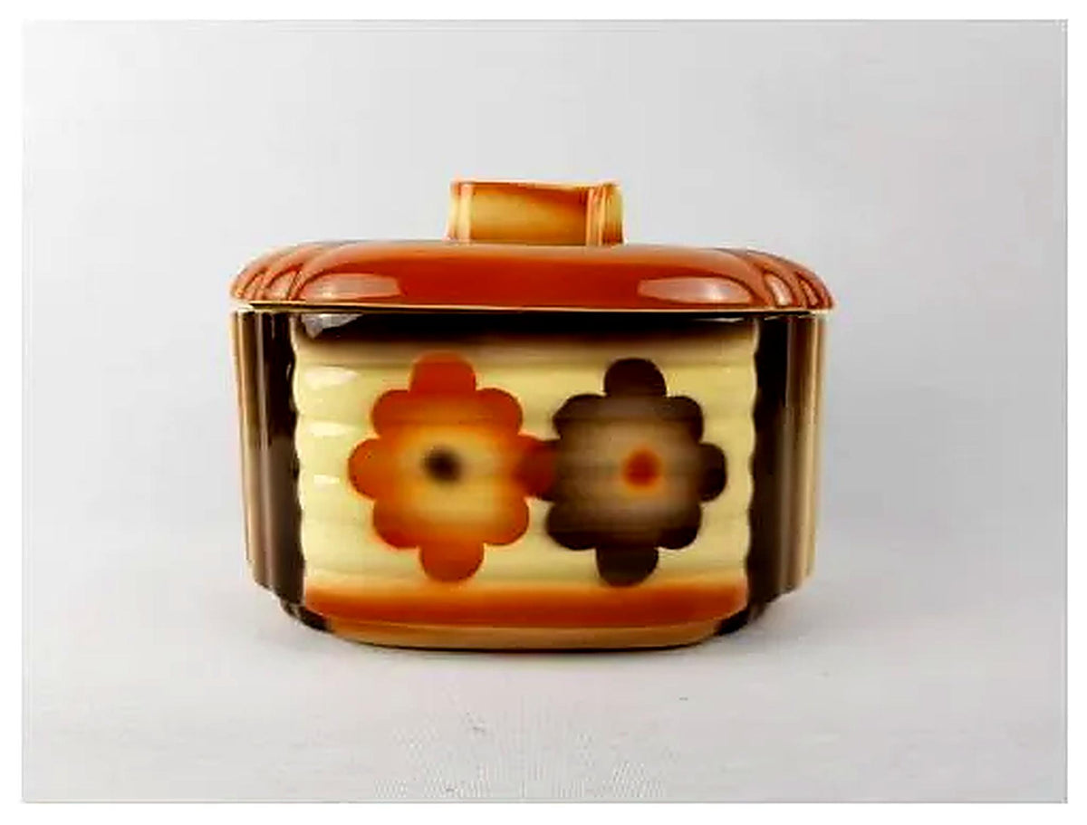 Art Deco ELSTERWERDA KERAMIK Candy Box with Spritz Decor West German Pottery 1930s