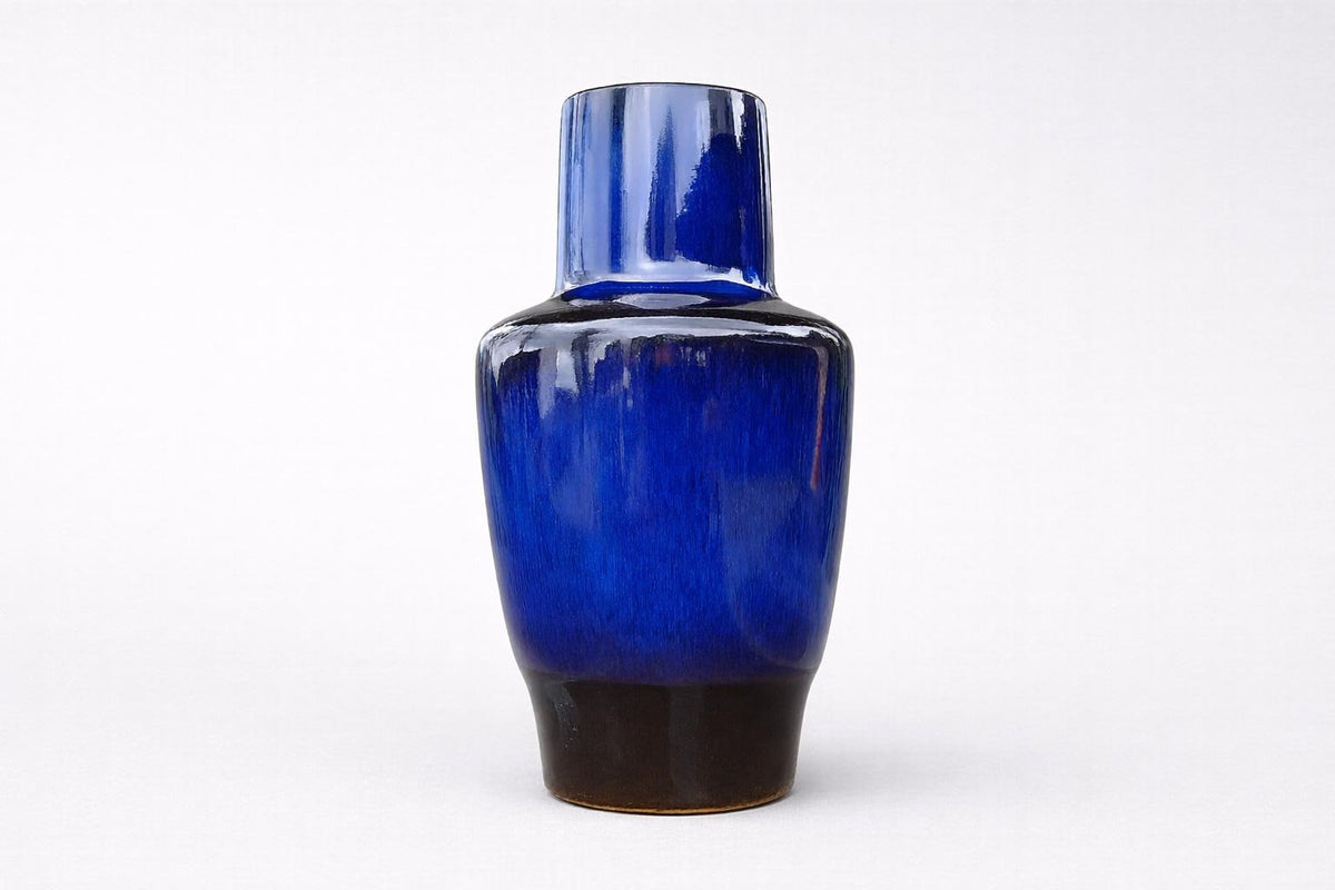 Vintage STEULER KERAMIK Blue Vase 157-15 West German Pottery 1960s