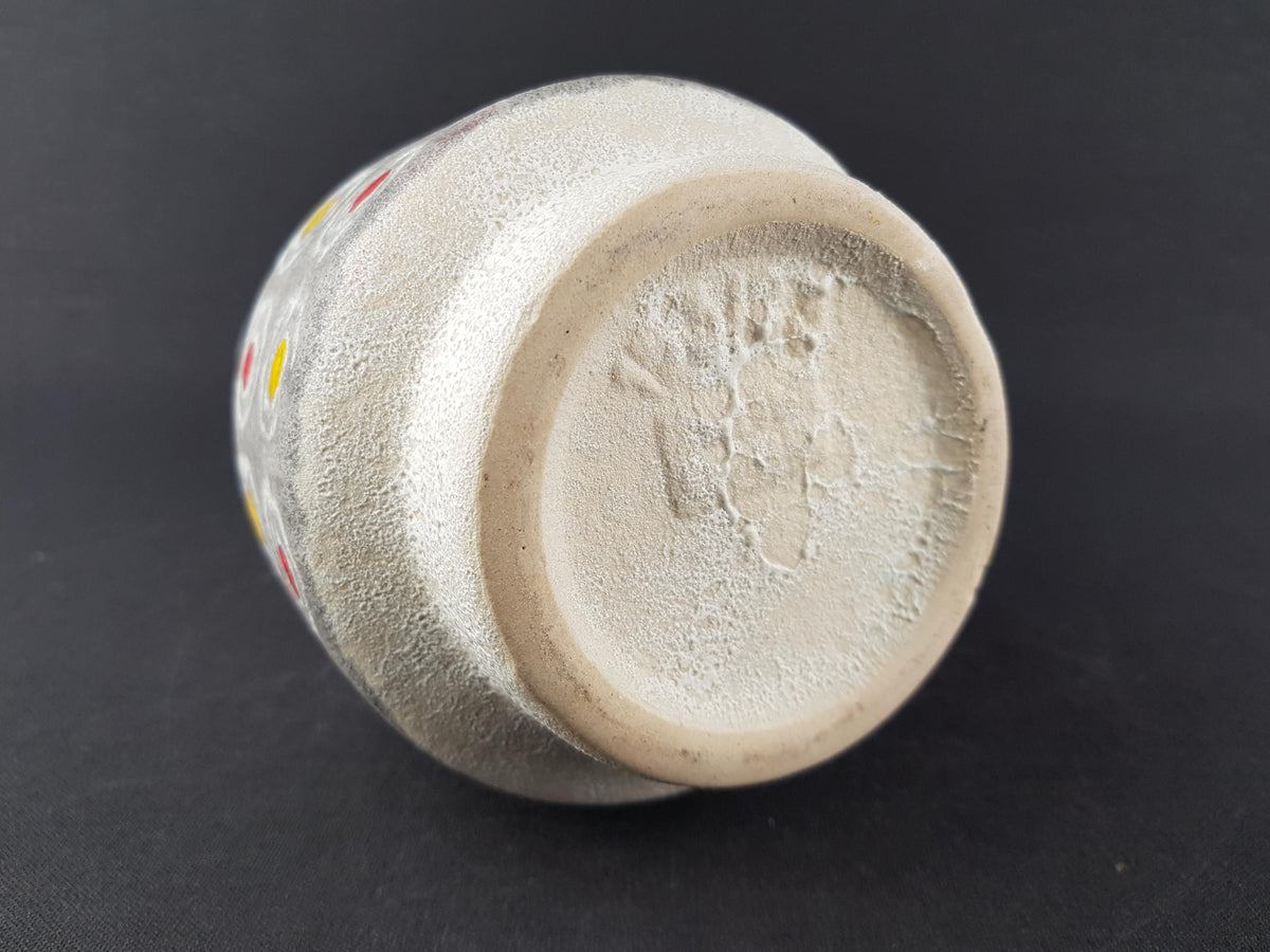 Vintage JASBA KERAMIK Beige Vase with Circle Decor 1960-70 West German Pottery