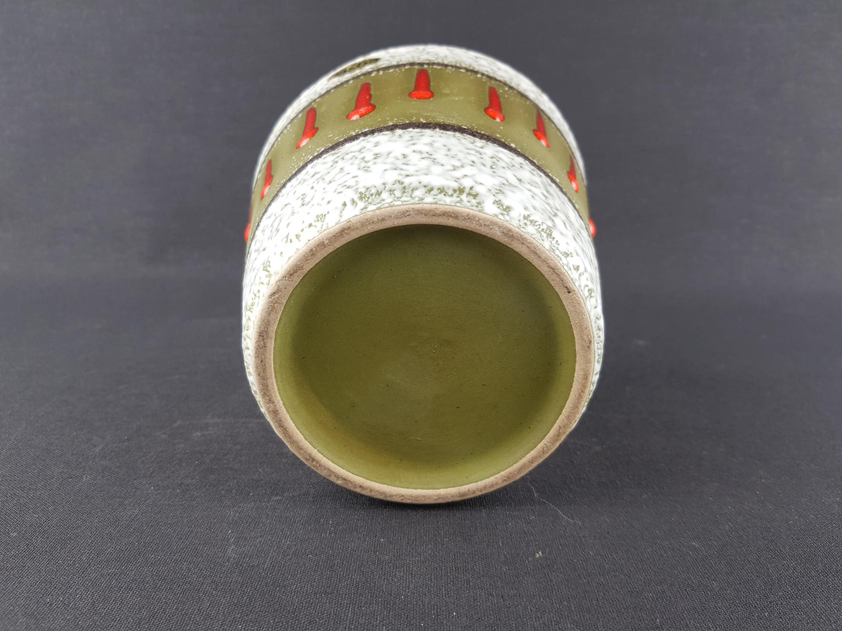 Vintage JASBA KERAMIK Green Planter with Red Drips West German Pottery 1970s