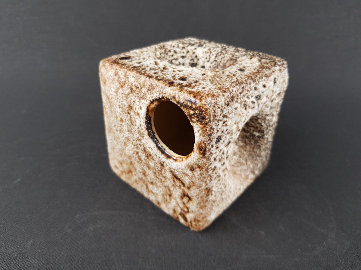 Vintage VEST KERAMIEK Fat Lava Square Vase with Van Gogh Glaze Dutch Pottery 1960-70s
