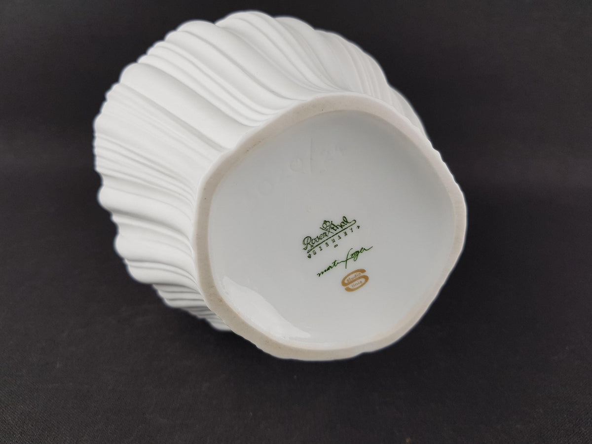 Vintage ROSENTHAL White Studio Linie Porcelaine Relief Vase by Martin Freyer West Germany 1970s