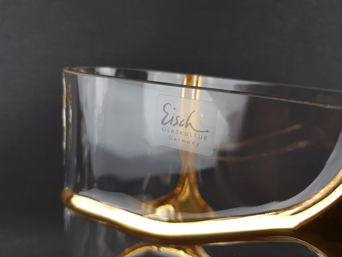 Vintage EISCH GLASHÜTTE Glass Vase Gold Decor West Germany 1960-70s