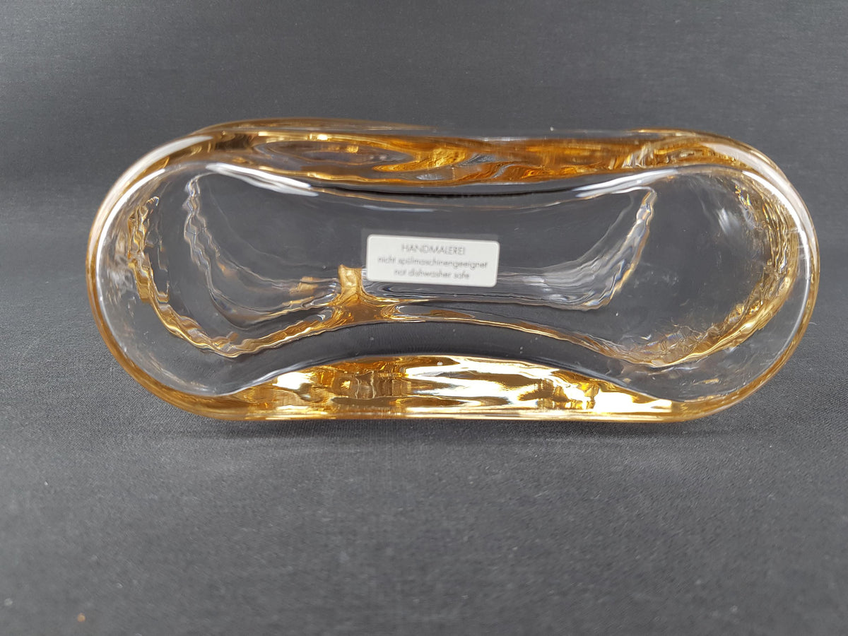 Vintage EISCH GLASHÜTTE Glass Vase Gold Decor West Germany 1960-70s