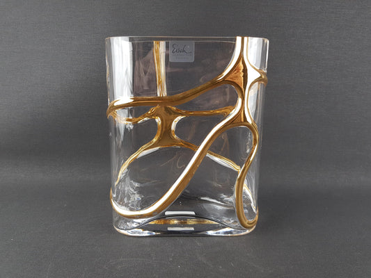 Vintage EISCH GLASHÜTTE Glass Vase Gold Decor West Germany 1960-70s