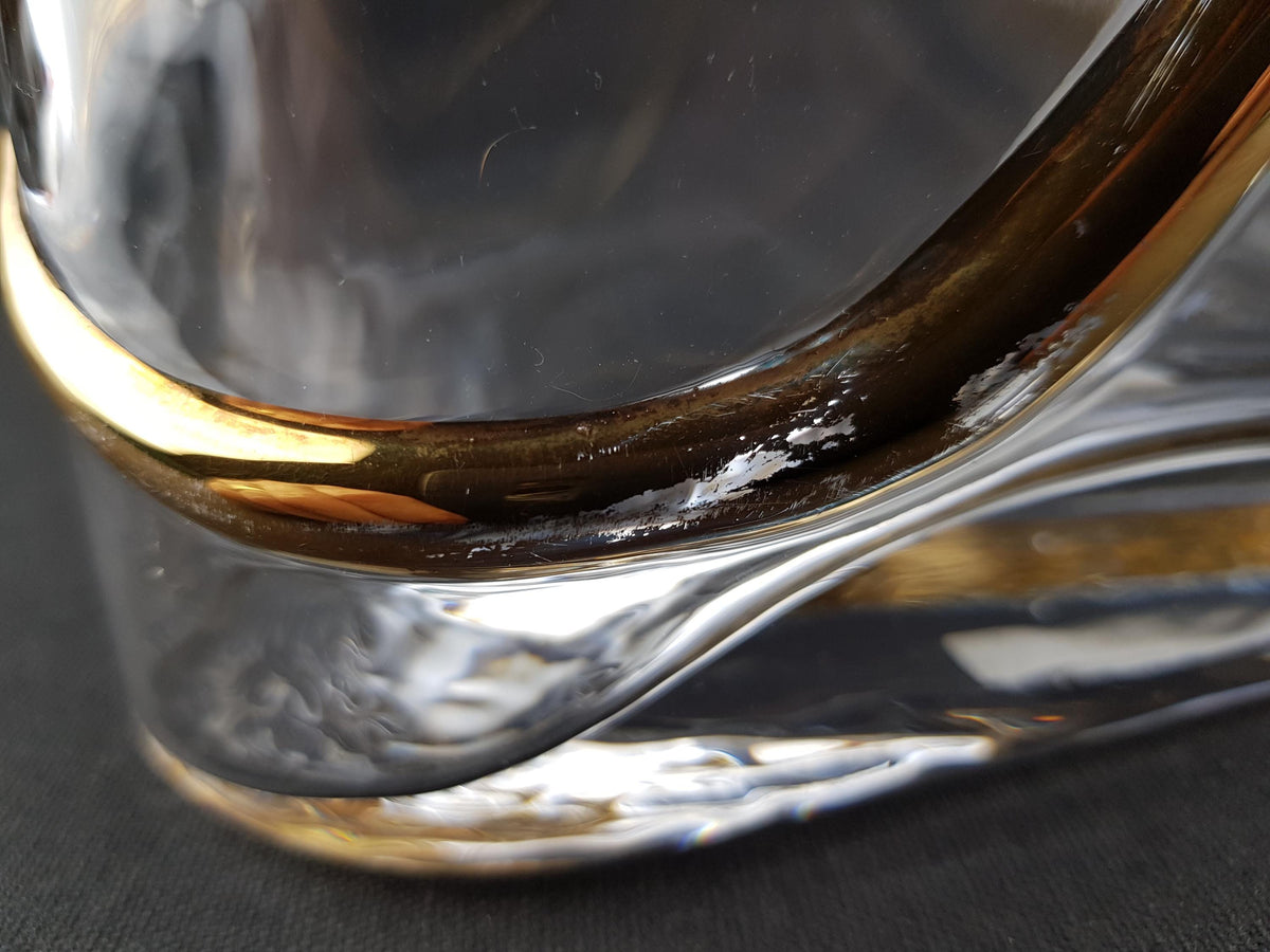 Vintage EISCH GLASHÜTTE Glass Vase Gold Decor West Germany 1960-70s