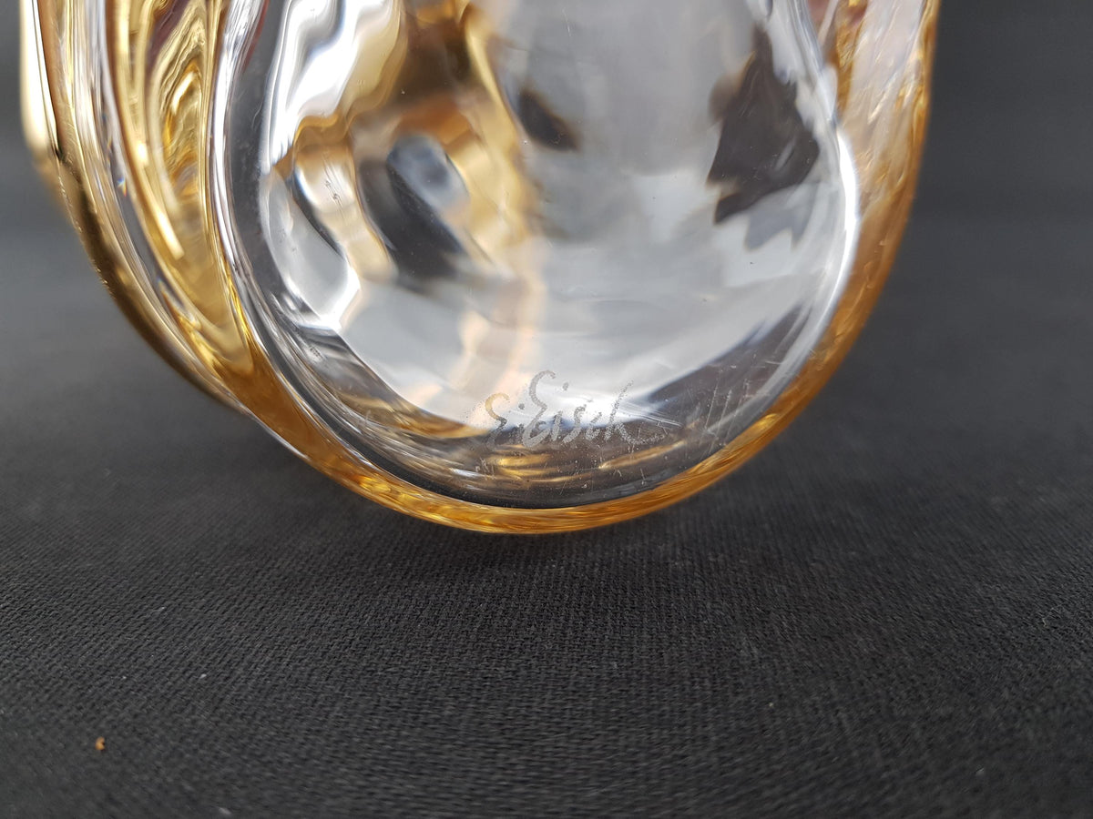 Vintage EISCH GLASHÜTTE Glass Vase Gold Decor West Germany 1960-70s