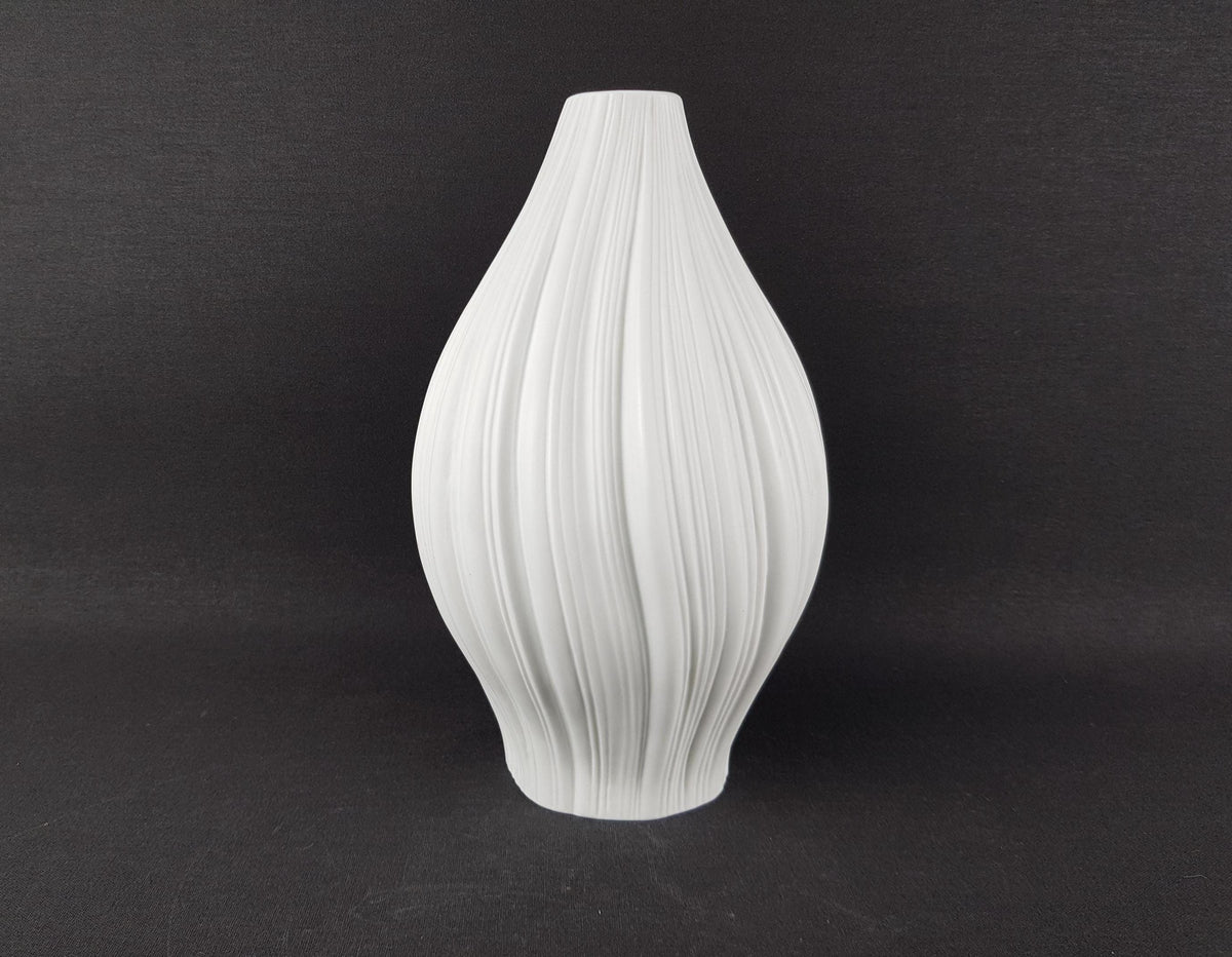 Vintage ROSENTHAL White Studio Linie Porcelaine Relief Vase by Martin Freyer West Germany 1970s