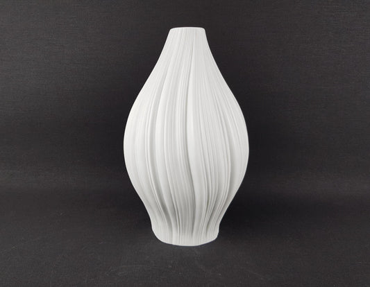 Vintage ROSENTHAL White Studio Linie Porcelaine Relief Vase by Martin Freyer West Germany 1970s
