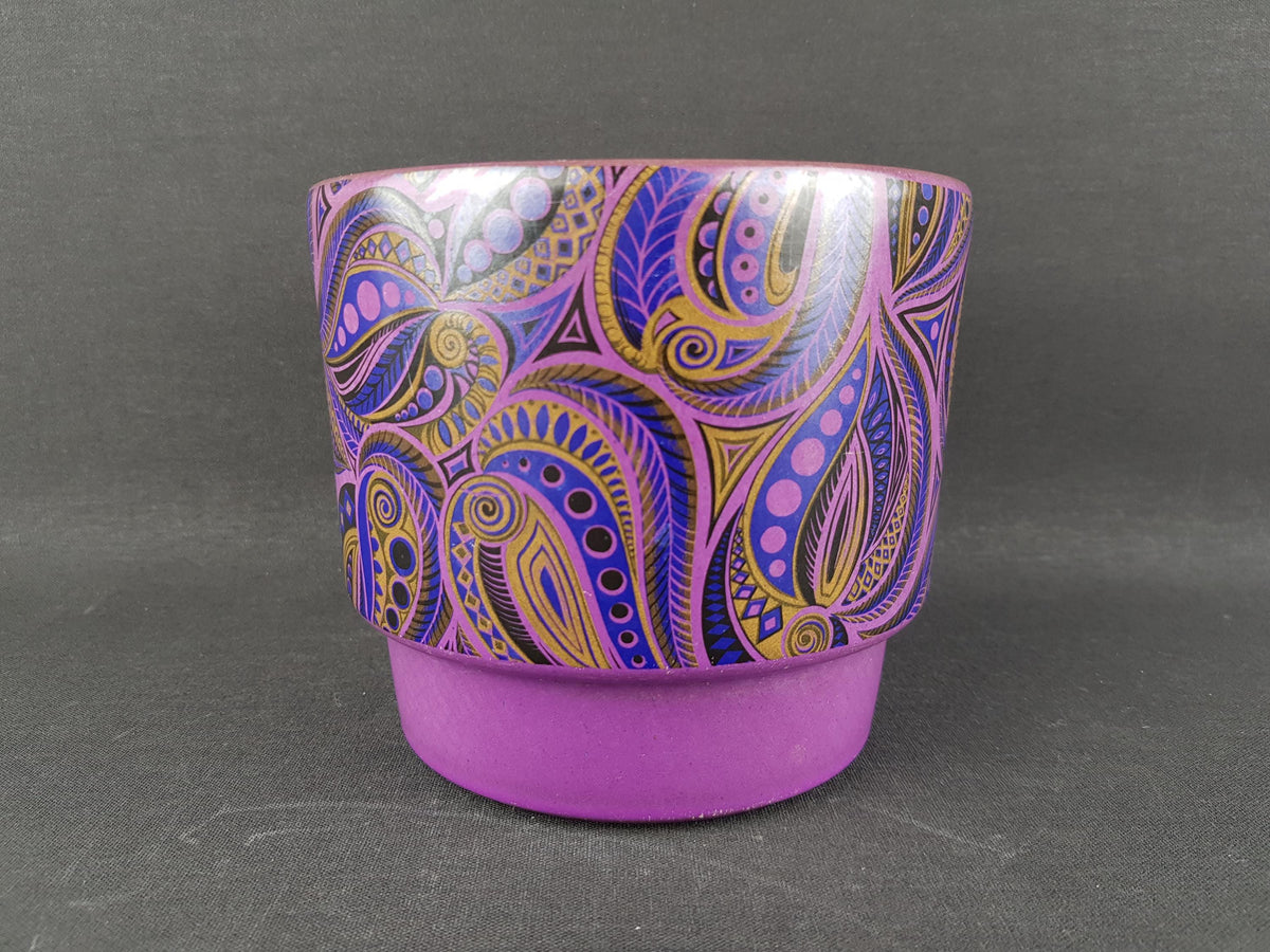Vintage ADCO KERAMIEK Planter Flower Pot with Paisley Decor Dutch Pottery Fat Lava Era 1970's