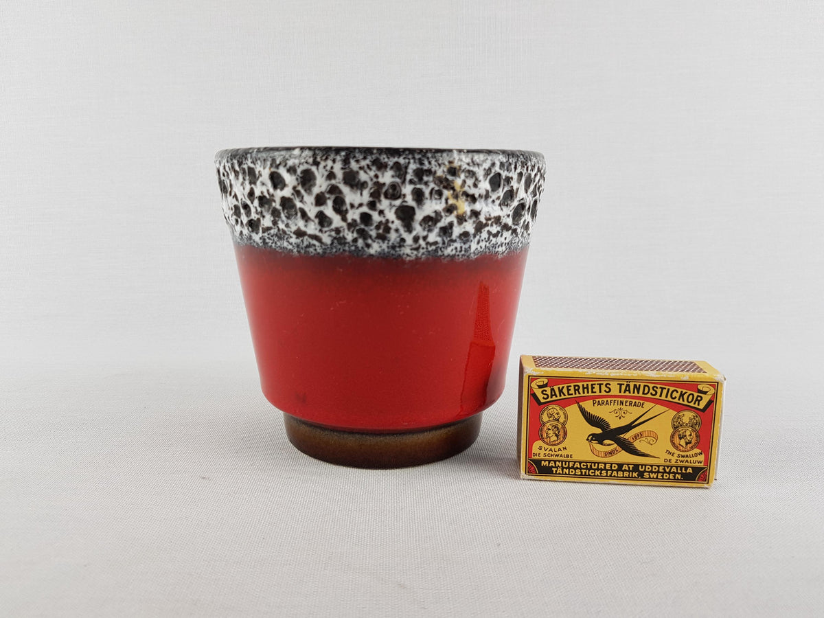 Vintage JOPEKO KERAMIK Red and Black Fat Lava Planter West German Pottery 1970s