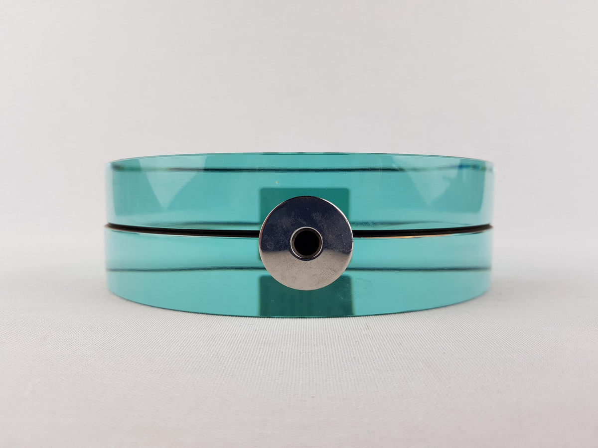 Vintage FONTANA ARTE Turquoise Mirrored Solifleur Glass Vase by Gallotti and Radice, Italian Design Glass Art ca. 1960
