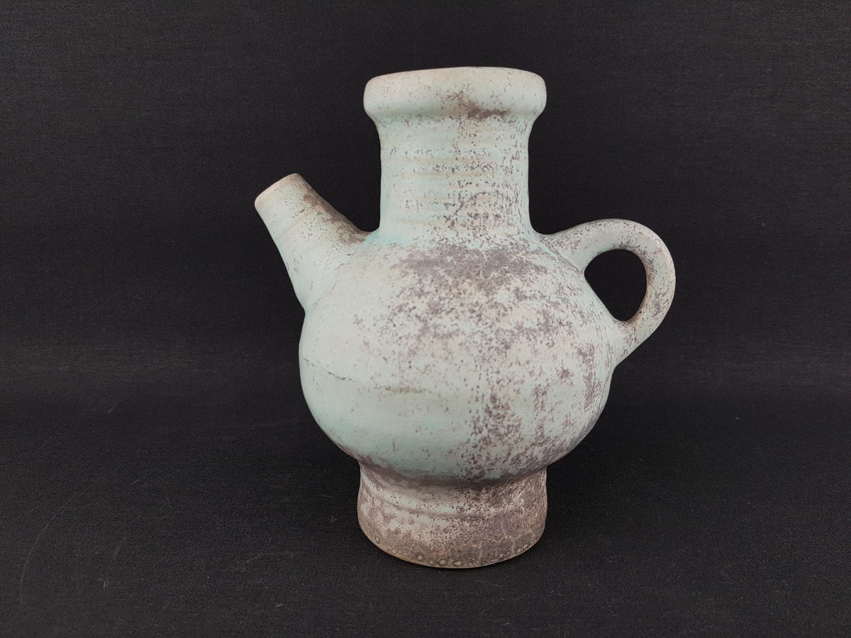 Vintage VEST KERAMIEK Beige/ Blueish Vase Dutch Pottery 1970s