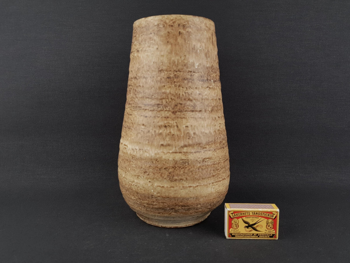 Vintage LORÉ KERAMIEK or CIRO Beesel Brown Studio Vase With Bark Decor Dutch Pottery 1970s The Netherlands